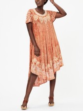 Womens Summer Sun Dress Umbrella Tie Dye Flower Beach Resort Wear Boho Hippie