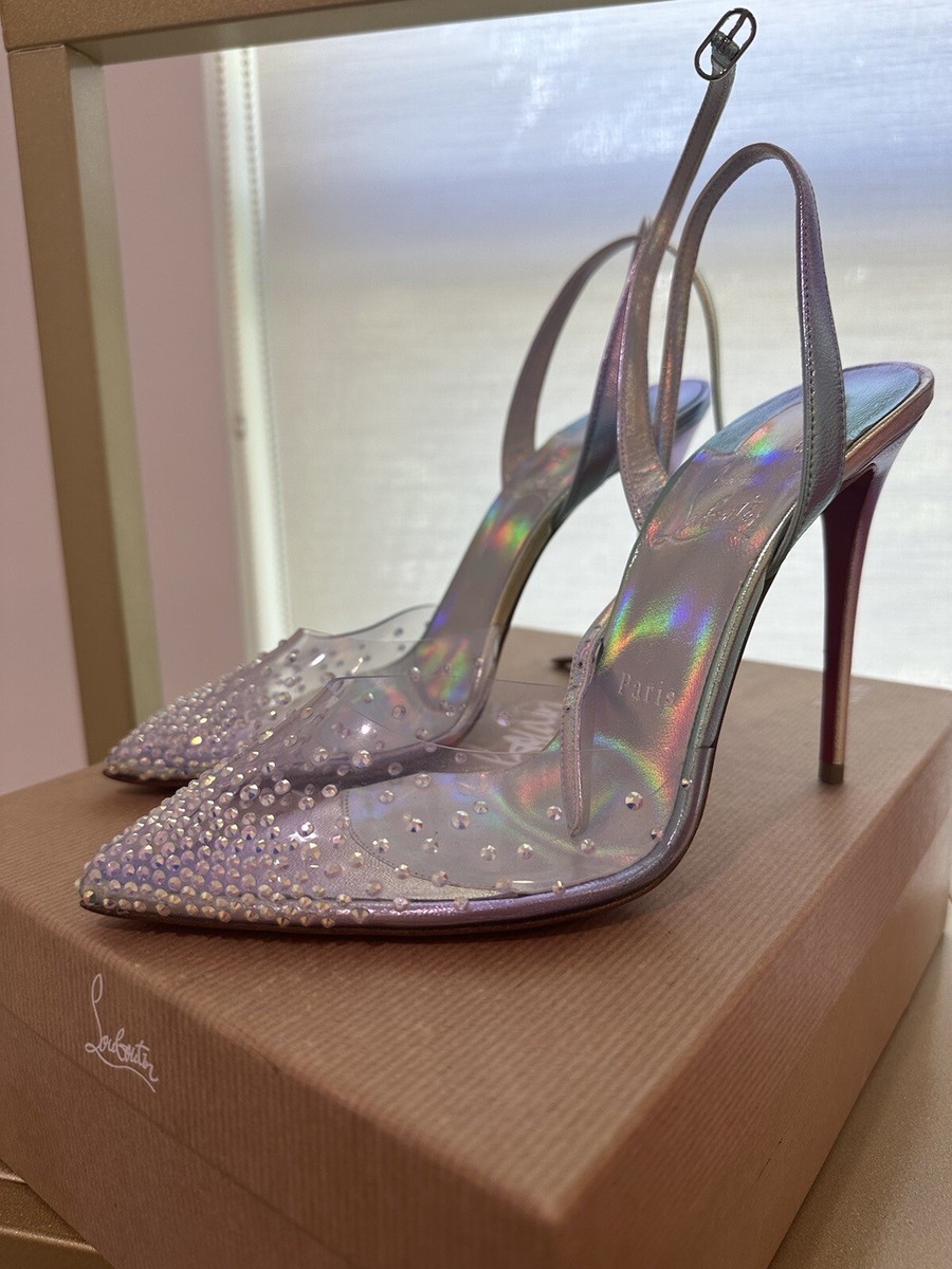 Brand New Christian Louboutin SPIKAQUEEN 100 PVC Crystal Heels