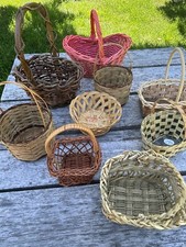 Vintage Miniature Baskets Craft Lot of 9 Wicker Natural Brown