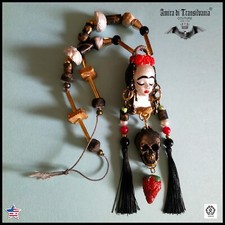 fashion accessories collier necklace pendant jewel doll ooak frida kahlo skull 1