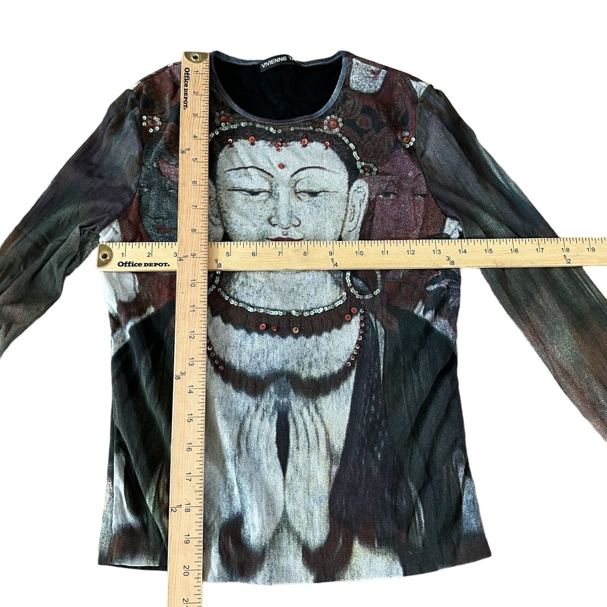 Rare Vintage 90's Vivienne Tam Kuan Yin Goddess Buddha Sheer Rare Vintage 90's Vivienne Tam Kuan Yin Goddess Buddha Sheer