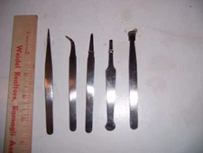 5pc -TWEEZERS FOR HOBBIES-JEWELRY-ELECTRICAL-PICK-TOOLS TWEEZER