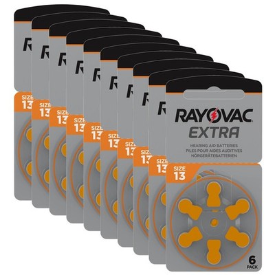 10x 6er Blister Rayovac Hörgerätebatterien 13 Extra Advanced 1,45V 310mAh PR48