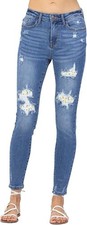 Judy Blue Women  s High Rise Destroyed Skinny Jeans, Medium Wash, Size 16W