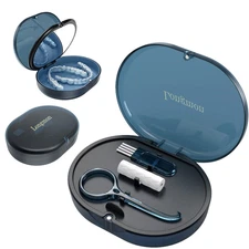 New Double-Layer Retainer Storage Case with Belt Chewing,Removal Tool,Cleaning