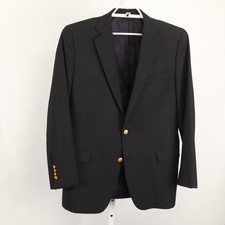 Brooks Brothers Fitzgerald Loro Piana Wool Blazer Black Gold Buttons Mens 42R