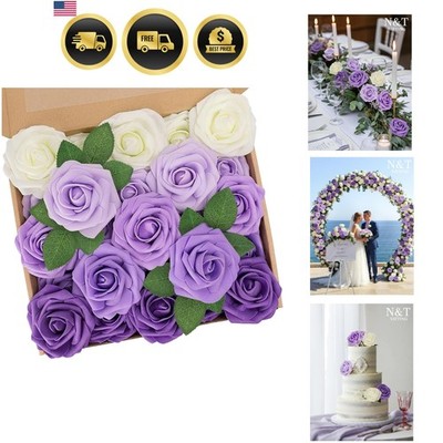 Artificial Flowers,25pcs Real Touch Fake Flowers Rose with Stems Perfect for ...