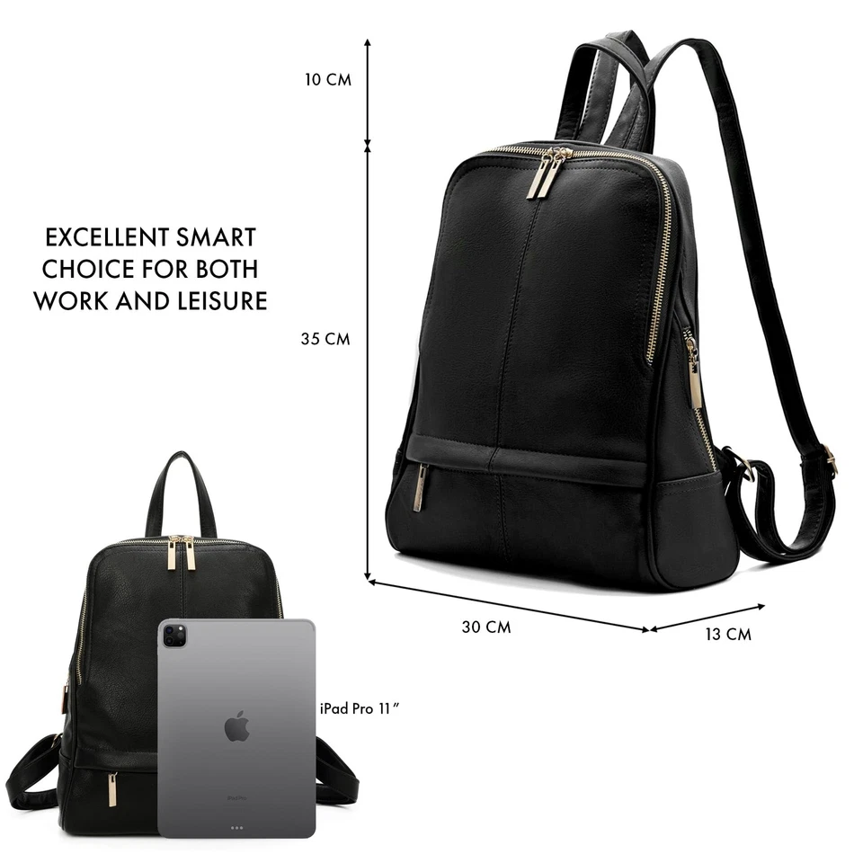 Ladies Backpack Faux Leather Fashion Backpack With Anti Theft Zipper, Waterproof - Image 2 of 4