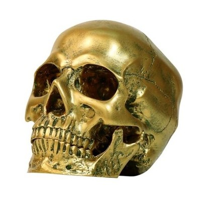 Resin Skull Model - Life Size High Fidelity Sculpture for Halloween Decor Gold