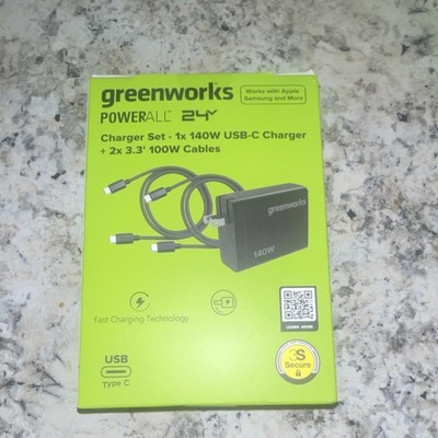 Greenworks POWERALL 24V 140W Fast Charge 3-Port USB-C/USB-A + 2x 3.3ft