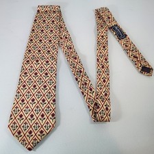 Vintage Burberrys of London Yellow Red Flower 100 Silk Floral Neck Tie
