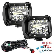 LED Light Bar 2PCS 60W 4 Inch Flood Spot Combo Beam LED Light Pods Triple Row