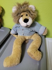 Vintage 1994 Macy's Bullocks Rowland Plush Lion Hand Puppet w/ Denim Jacket 20  
