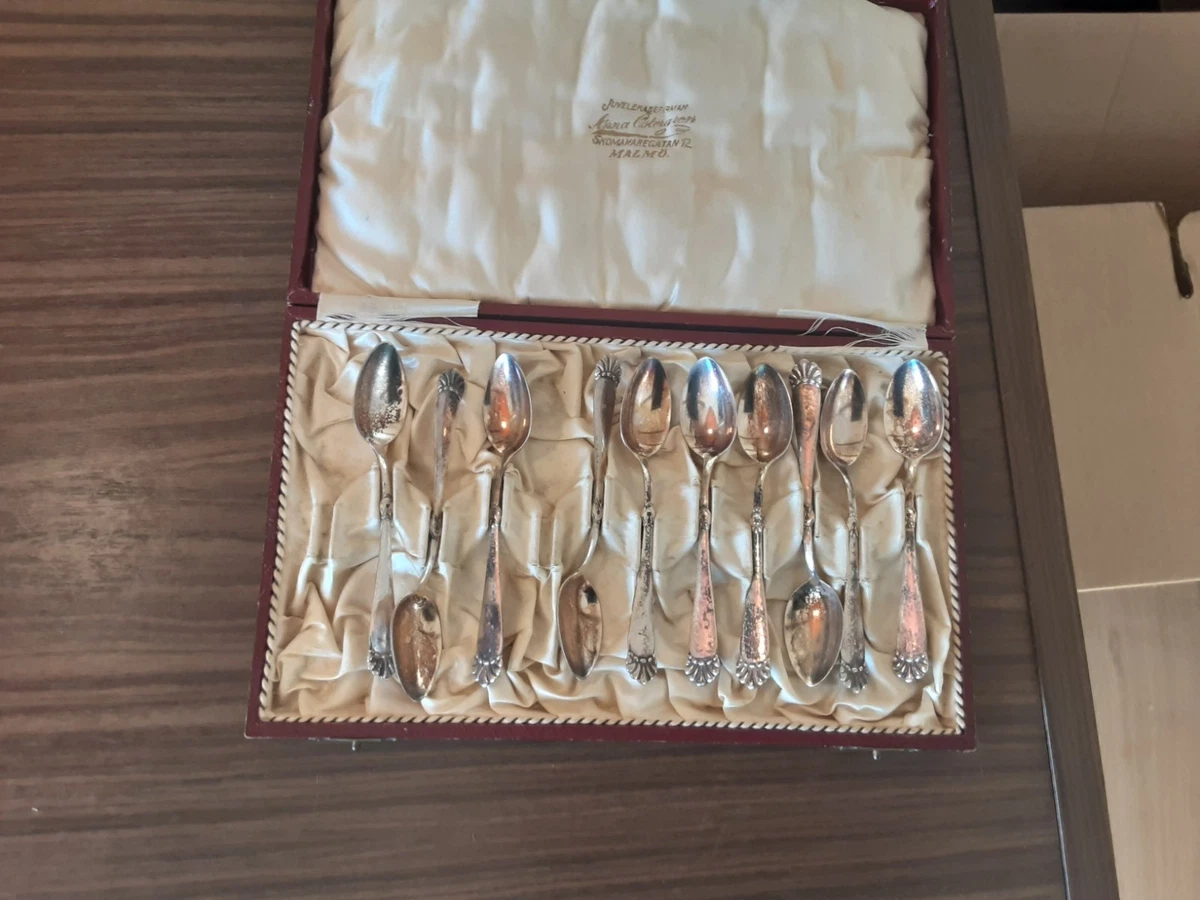 AnSaw 20 cucharas de café y tenedores de postre con mango de hoja pequeña de 4.7 pulgadas