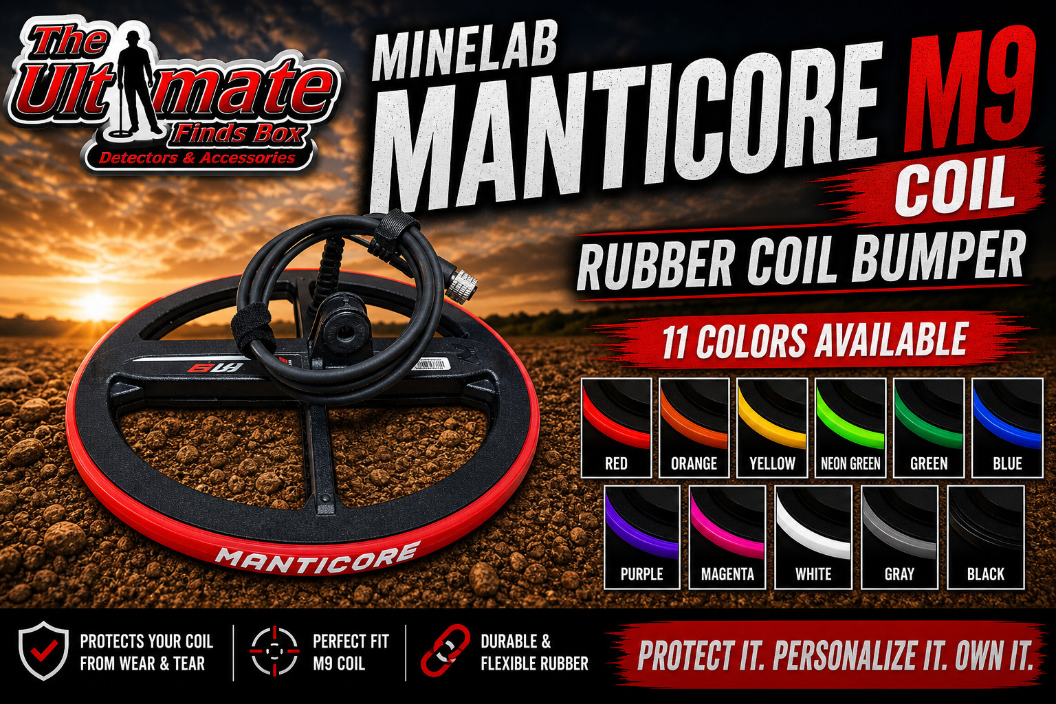 MINELAB MANTICORE RUBBER BUMPER COVER FOR THE M9 COIL