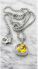 David.Yurman Sterling Silver 14mm Yellow Lemon Citrine Pendant Pav 20 inch