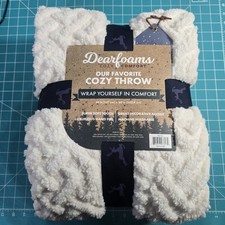Dearfoams Cozy Throw Blanket 50x60 Super Soft Sherpa Style Cream