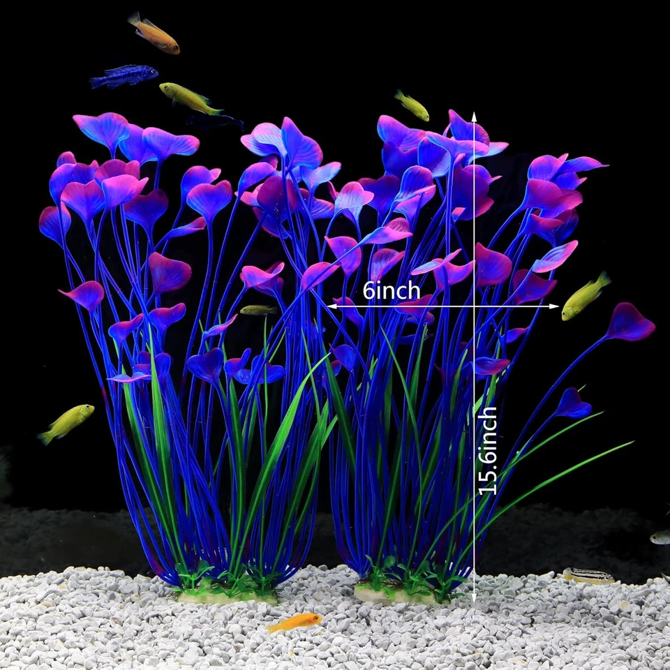 JIH Plastic Plants for Aquarium,Tall Artificial Plants for Fish Tank Decor 15.6 - Image 2 of 4