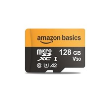 Amazon Basics 128GB microSDXC Card with Adapter Read Speeds up to 200MB/s Pack