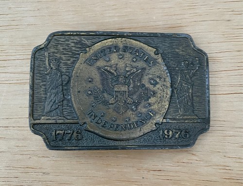 VINTAGE 1776 Belt Buckle United States Independence Metal Rectangle