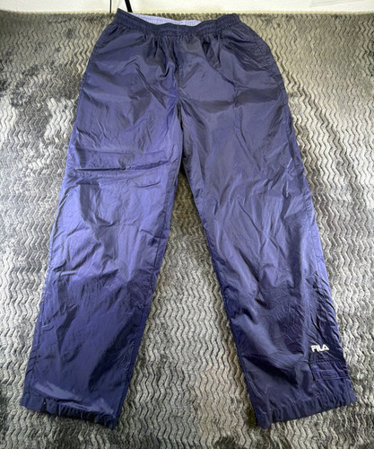 Fila, FILA Vintage 90s Men Large Nylon Windbreaker Track Pants Purple Blue Mesh Lined