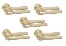 Linear Design Door Handles T-Bar Satin Brass 1 to 6 Pair Bath Lock Set