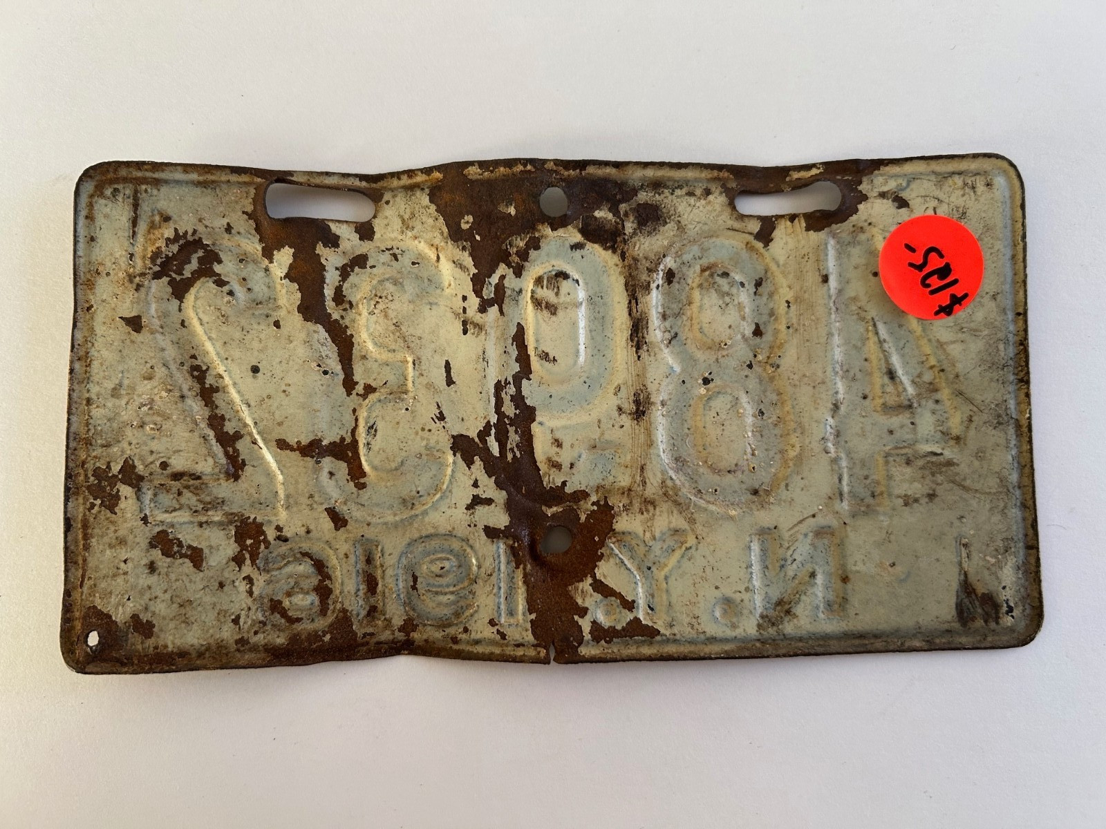 1916 New York Motorcycle License Plate All Original Harley Indian Needs Resto