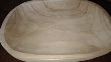 Paulownia Wood Hand Carved Dough Bowl Primitive Farmhouse Rustic Tray 14 By 11