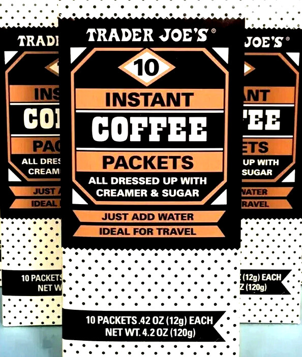 3 X Trader Joe's Instant Coffee *10 Packets with Cream & Sugar per Box