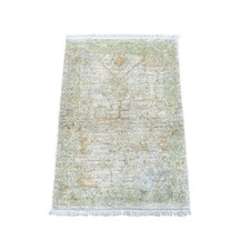 2'1"x3' Light Gray Afghan Angora Oushak 100% Wool Hand Knotted Mat Rug 22240