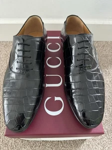 CHAUSSURE GUCCI À LACETS CROCODILE NILOTICUS NAPPA LUX taille UK 10 NEUVE DANS SA BOÎTE PRIX CONSEILLÉ : 4
