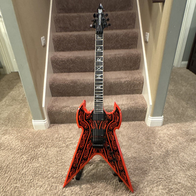 Wylde Audio Warhammer Electric Guitar Red/Black Graphic, EMG, Solid Mahogany