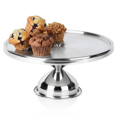 Plateau Gâteaux Présentoir Service Pied Acier Inoxydable Inox Rond 33cm Vilde - Photo 1/4