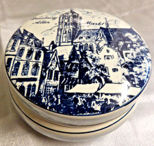 Deckel Dose Duisburg alter Markt * Delfter Porzellan Holland * 14 cm &Oslash;