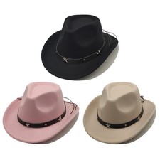 3 Pcs Cowboy Hat for Girls Boys Unisex Western Fedora Hat with Buckle Belt Wi...