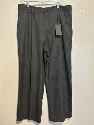 NWT MASSIMO DUTTI Wide Leg GRAY Pinstripe Trouser Pant Stretch sz 12 MINIMALIST