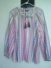 WOMEN'S STRIPE PEASANT BLOUSE~STYLE & CO. (MACY)~SZ XL~SUMMER PERFECT!