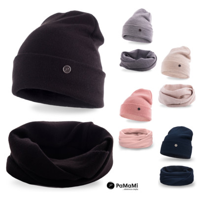 PaMaMi WINTER SET MÜTZE & LOOP SCHAL TUCH BEANIE STRICKMÜTZE BLOGGER TREND WOLLE