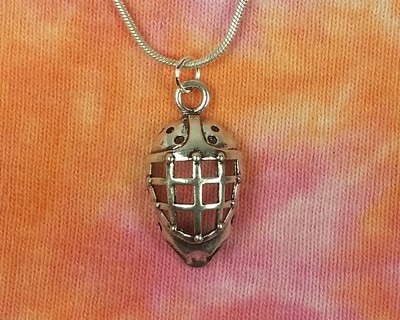 3D Goalie Mask Necklace, Knight Ice Field Hockey Goaltender Charm Pendant Gift