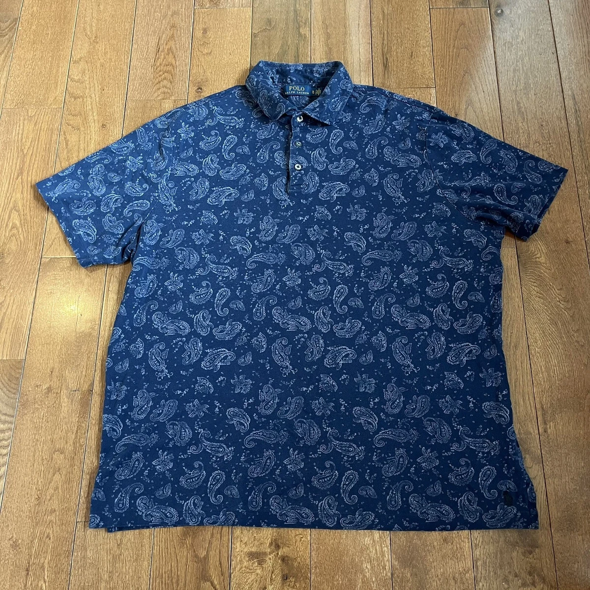 Vintage! Mens Polo Ralph Lauren Blue White Paisley Polo Shirt