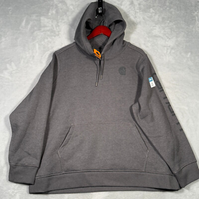 Carhartt Hoodie Womens 3X 24 26 Gray Relaxed Fit Logo Sleeve Midweight  Pullover