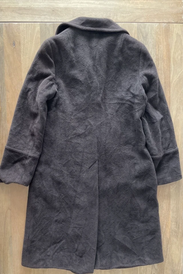 Akris Punto Angora Wool Blend Trench Coat Womens 10 Brown Tweed Jacket *flaws* - Image 2 of 4