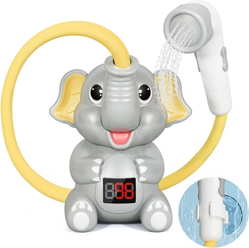 Baby Bath Shower with Thermometer Electric Elephant Water Spray Toy for Kids - Picture 1 of 14