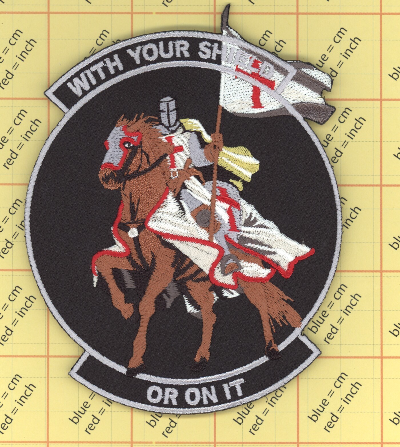 WITH YOUR SHIELD or on it TEMPLAR KNIGHTS patch CRUSADER HORSE military-image