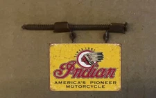 METAL HO SCALE HANGING BUILDING SIGN INDIAN MOTORCYCLE GARAGE SHOP DIORAMA HOH15