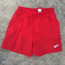Vintage 80s 90s Grunge Reebok Swim Surf Board Trunks Shorts Solid Color Red M