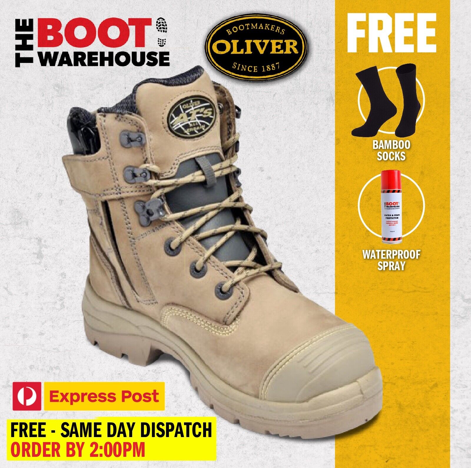 Oliver 55352Z STONE Work Boots, Steel Toe Safety, Side Zip | eBay