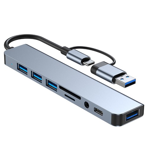 8 in1 4K Multiport Type C To USB-C Adapter USB 3.0 Cable Hub For Macbook Pro/Air - Picture 9 of 12