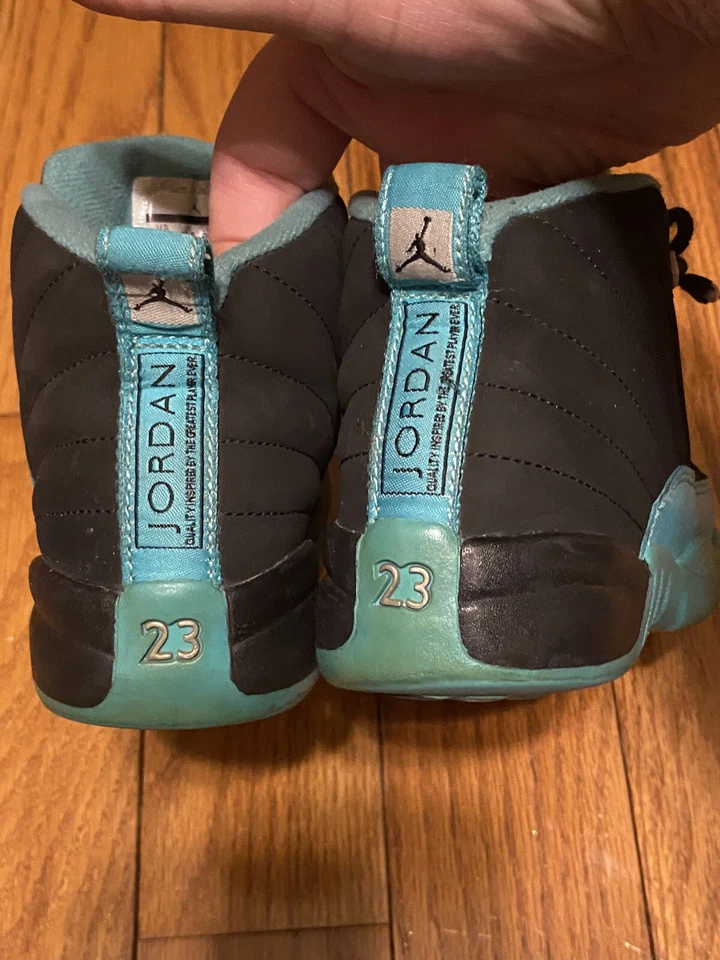 Nike Air Jordan 12 Retro GS Zapatos Talla 1Y Hyper Jade 510816-017 Negro Verde azulado Foto 4 de 4
