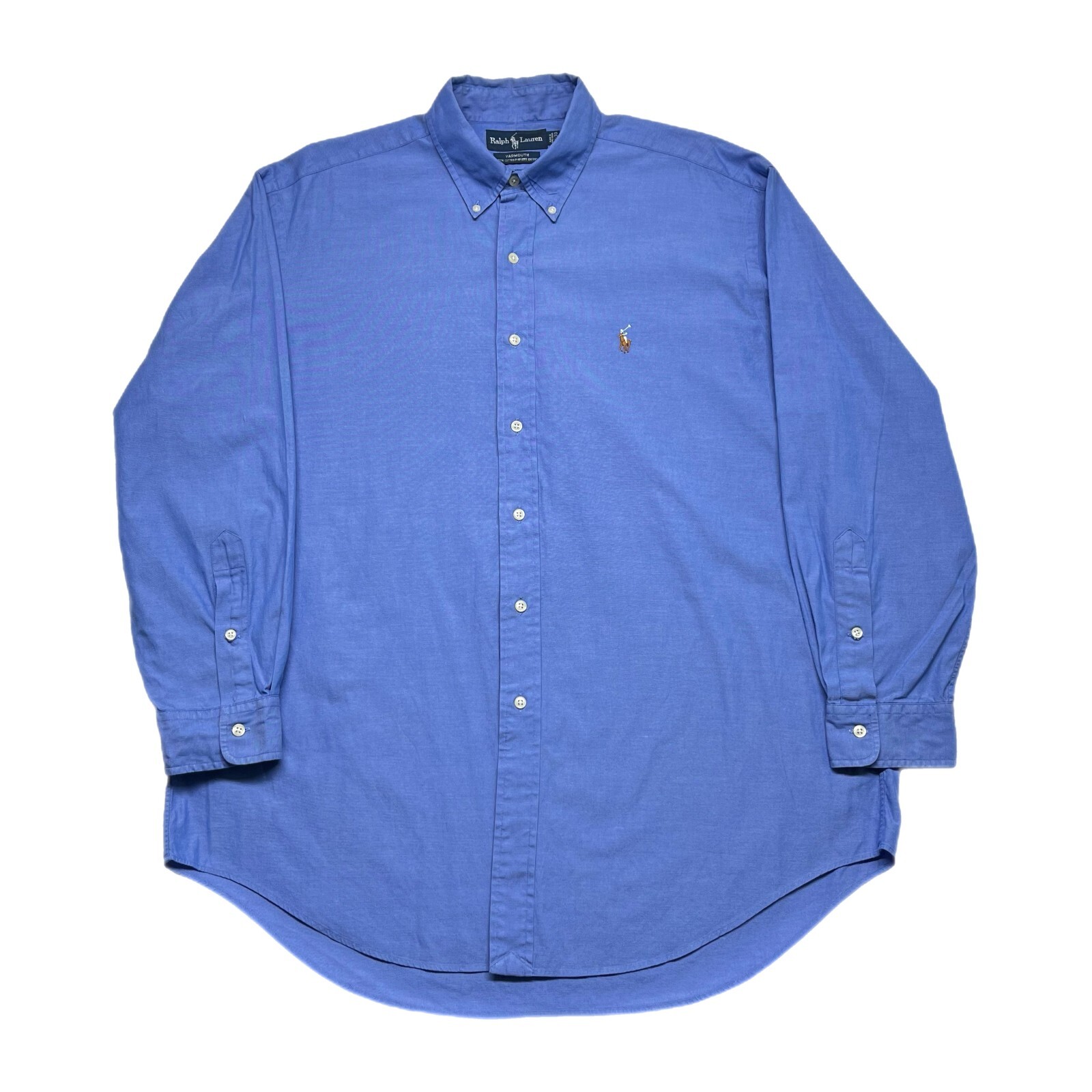 Camicia Oxford Ralph Lauren vintage uomo 16 5 33 blu Yarmouth pinpoint carne pony